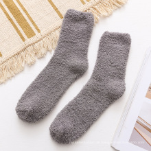 Winter weißer Koralle Fleece Custom Männer Erwachsener Haus dickes Vlies warme Polyester Baumwollbodensocken Socken